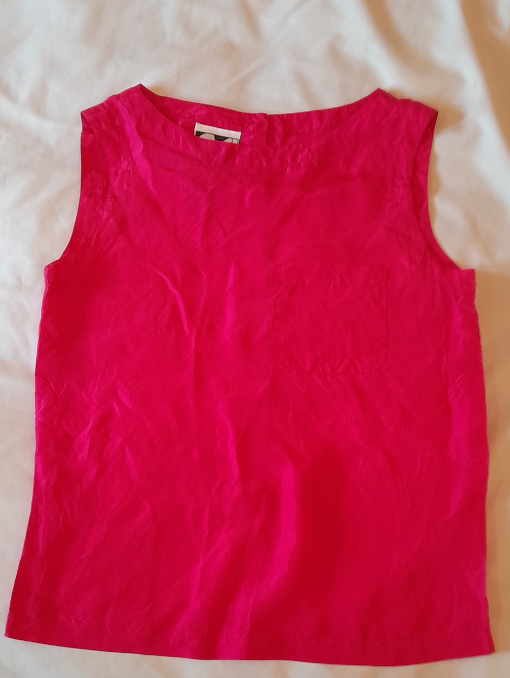 Vintage 100% Silk Hot Pink Sleeveless Shell Tank